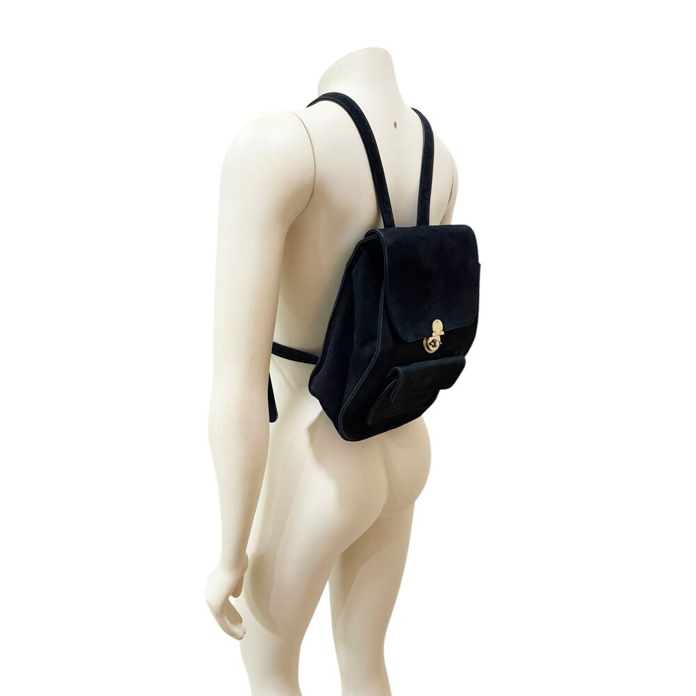 Ralph Lauren Suede Backpack with Gold Lock Vintage Rare - Picture 7 of 13